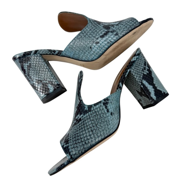 Paris Texas Blue Snakeskin Block Heel Mules EU40 US10 Like New w Original Box - Picture 6 of 11